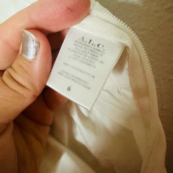 A.L.C. White One Shoulder Soraya Draped Cotton Bow Tie Top Size 6 - Picture 4 of 9